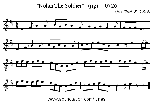 Nolan The Soldier   (jig)     0726 - staff notation