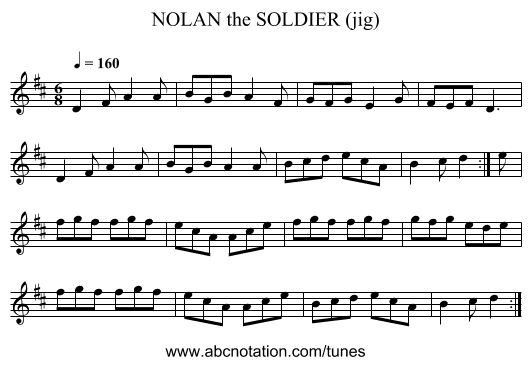 NOLAN the SOLDIER (jig) - staff notation