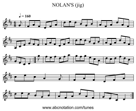 NOLAN'S (jig) - staff notation