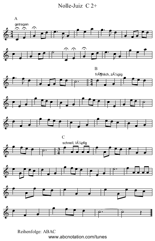 Nolle-Juiz  C 2+ - staff notation