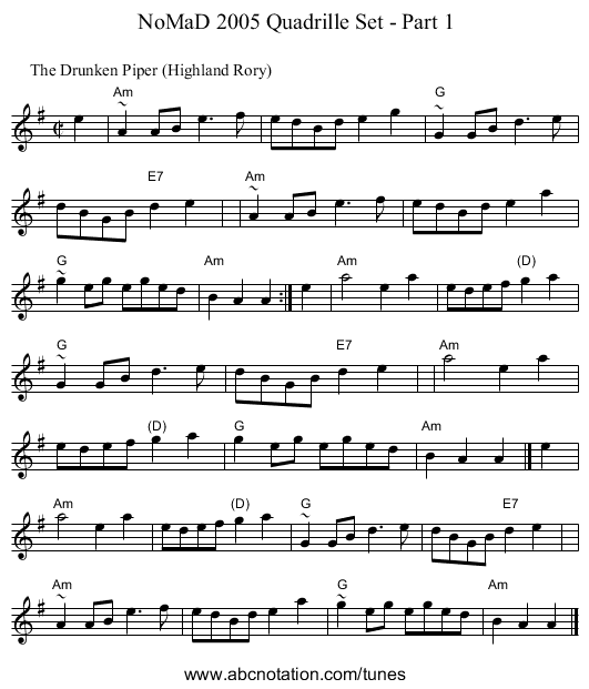 NoMaD 2005 Quadrille Set - Part 1 - staff notation
