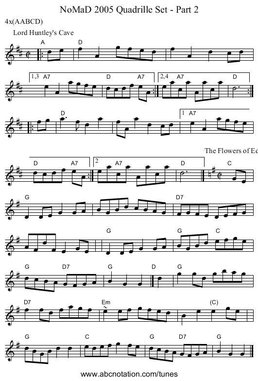 NoMaD 2005 Quadrille Set - Part 2 - staff notation