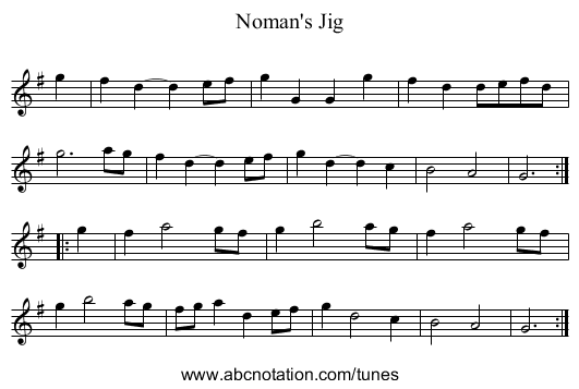 Noman's Jig - staff notation