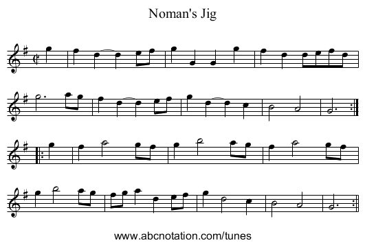 Noman's Jig - staff notation