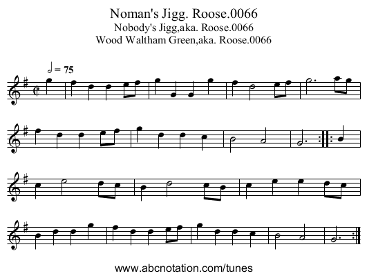 Noman's Jigg. Roose.0066 - staff notation