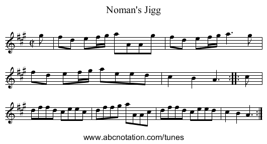 Noman's Jigg - staff notation