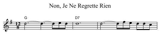 Non, Je Ne Regrette Rien - staff notation