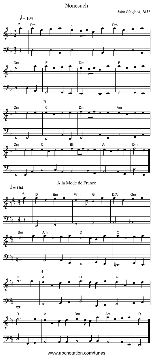 Nonesuch - staff notation
