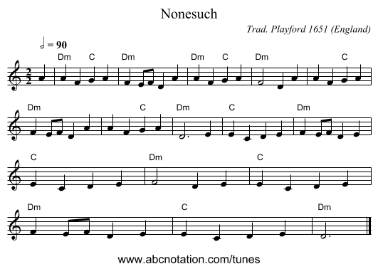 Nonesuch - staff notation