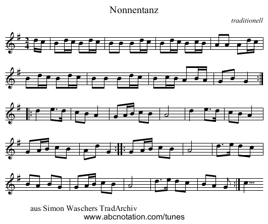 Nonnentanz - staff notation