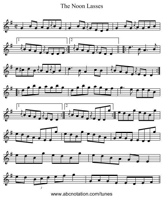 Noon Lasses, The - staff notation