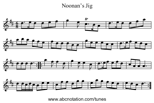 Noonan’s Jig - staff notation