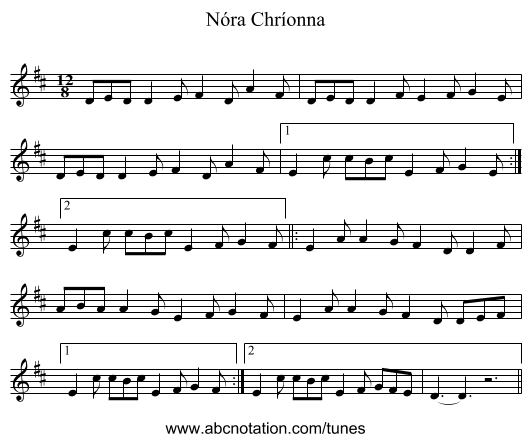 Nóra Chríonna - staff notation