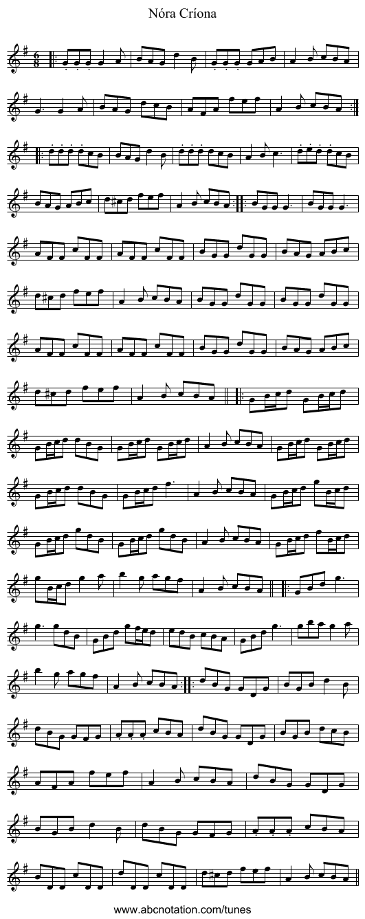 Nóra Críona - staff notation