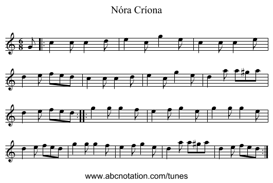 Nóra Críona - staff notation