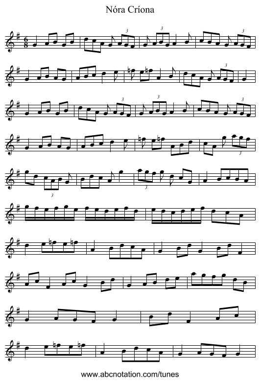 Nóra Críona - staff notation