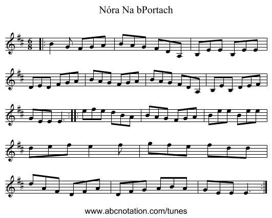 Nóra Na bPortach - staff notation