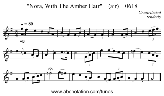 Nora, With The Amber Hair    (air)    0618 - staff notation