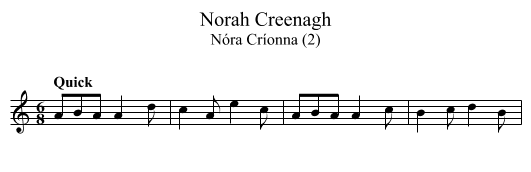 Norah Creenagh - staff notation