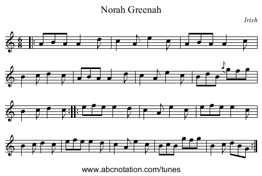 Norah Greenah - staff notation