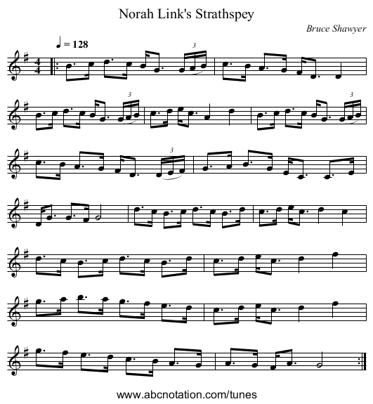Norah Link's Strathspey - staff notation
