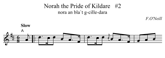 Norah the Pride of Kildare   #2 - staff notation