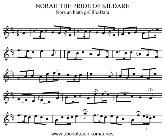 NORAH THE PRIDE OF KILDARE - staff notation