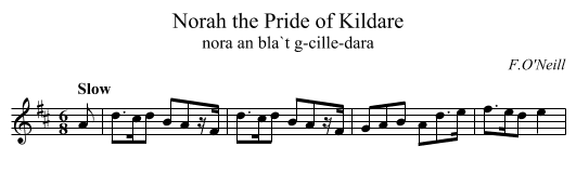 Norah the Pride of Kildare - staff notation