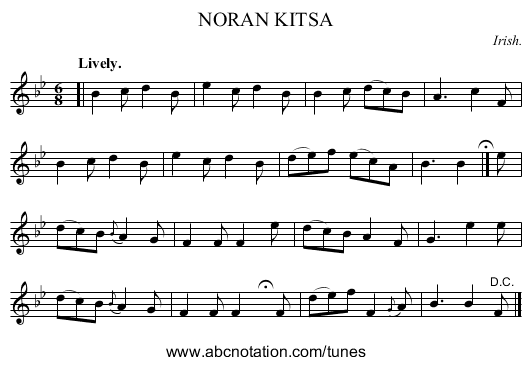 NORAN KITSA - staff notation