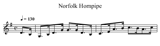 Norfolk Hornpipe - staff notation