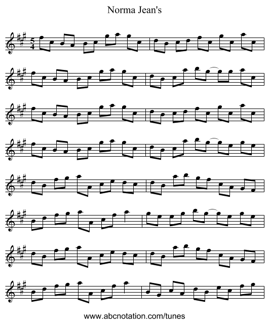 Norma Jean's - staff notation