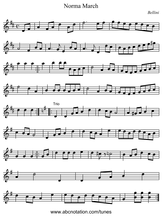Norma March - staff notation