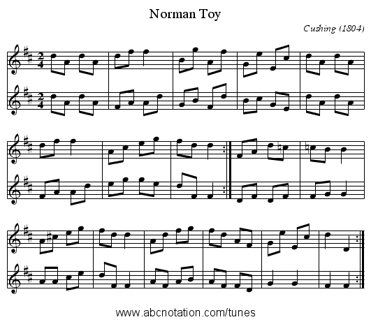 Norman Toy - staff notation