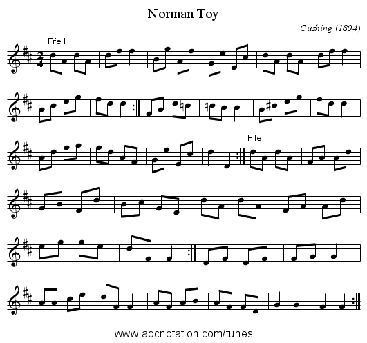 Norman Toy - staff notation