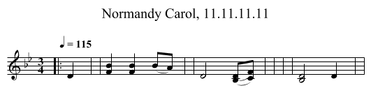 Normandy Carol, 11.11.11.11 - staff notation