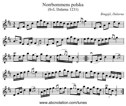 Norrbommens polska - staff notation
