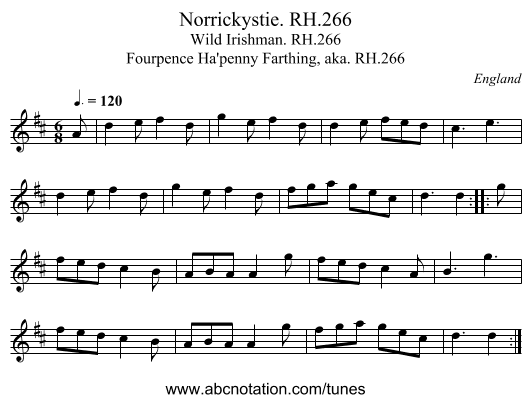 Norrickystie. RH.266 - staff notation