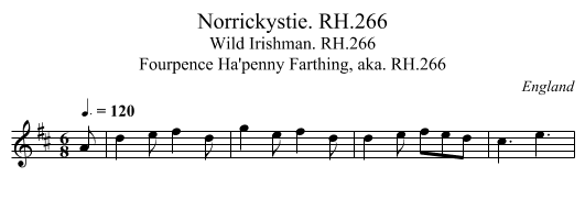 Norrickystie. RH.266 - staff notation