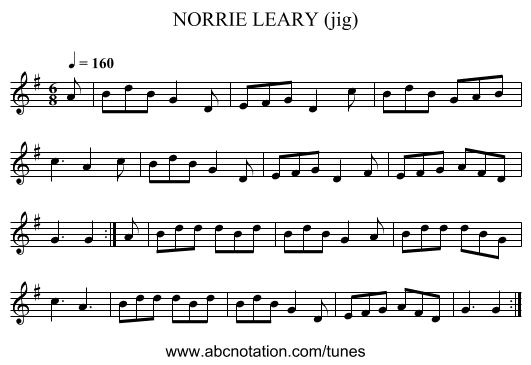 NORRIE LEARY (jig) - staff notation
