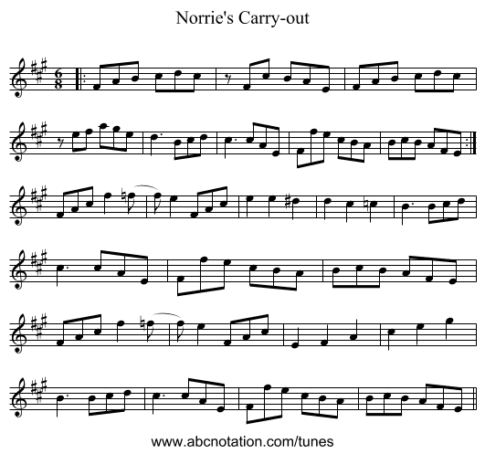 Norrie's Carry-out - staff notation