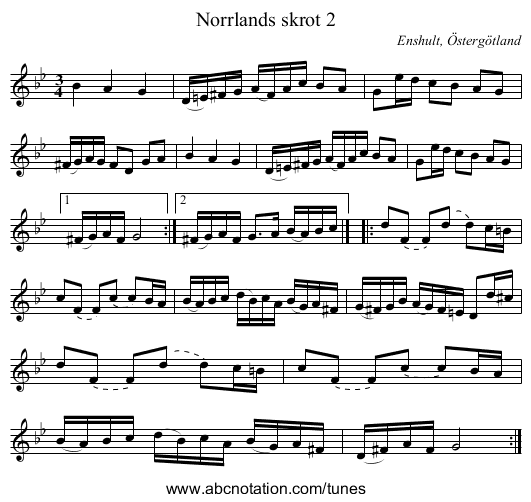 Norrlands skrot 2 - staff notation