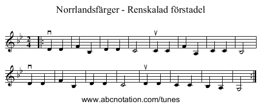 Norrlandsfärger - Renskalad förstadel - staff notation