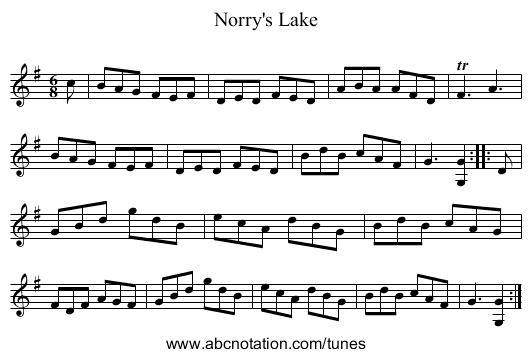 Norry's Lake - staff notation