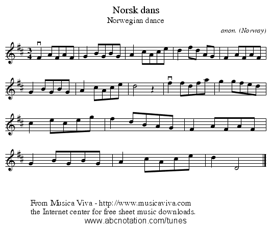 Norsk dans - staff notation
