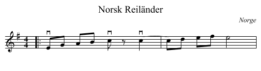 Norsk Reiländer - staff notation