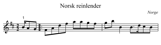 Norsk reinlender - staff notation