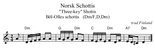 Norsk Schottis - staff notation