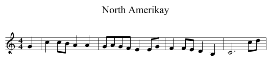North Amerikay - staff notation