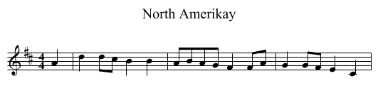 North Amerikay - staff notation