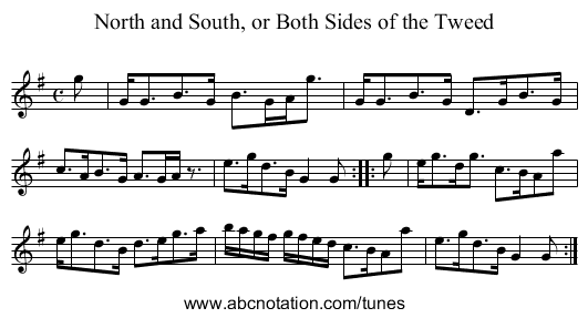 North and South, or Both Sides of the Tweed - staff notation